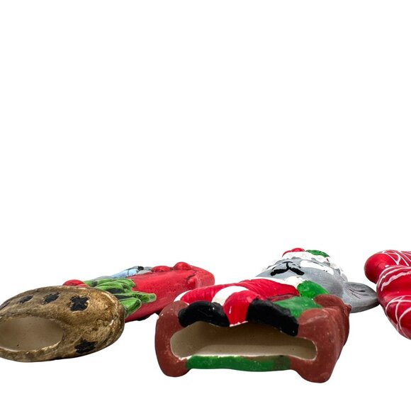 Vtg 5 Pc Hand-Painted Christmas Mouse Ornaments Ceramic Holiday Tree - Picture 12 of 12